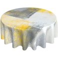 thumbnail image 1 of Abstract Modern Grey Yellow and White Waterproof Picnic Patio Party Round Table Cloth Cover Decorations Fabric 60 Inch Circular Tablecloth for 20-47 Inch Home Dining Room Kitchen Decor, 1 of 6