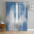 Abstract Modern Line Blue Tulle In Sheer Curtains For Living Room