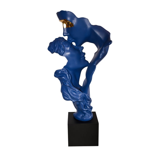 Nifao Abstract Modern Lovers Blue Resin Statue  Modern Home Decor Sculpture, 12"L x 8"W x 26"H