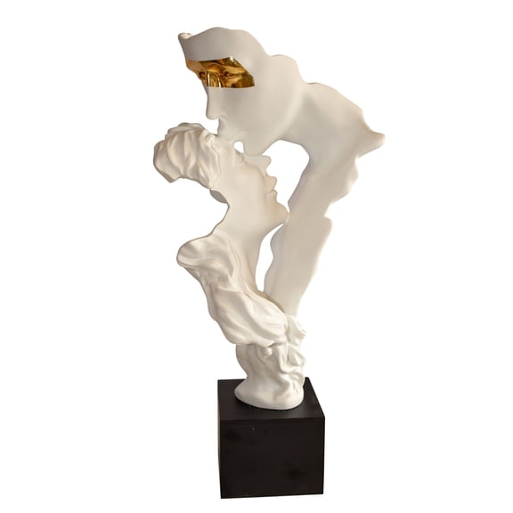 Nifao Abstract Modern Lovers White Resin Statue  Modern Home Decor Sculpture, 12"L x 8"W x 26"H