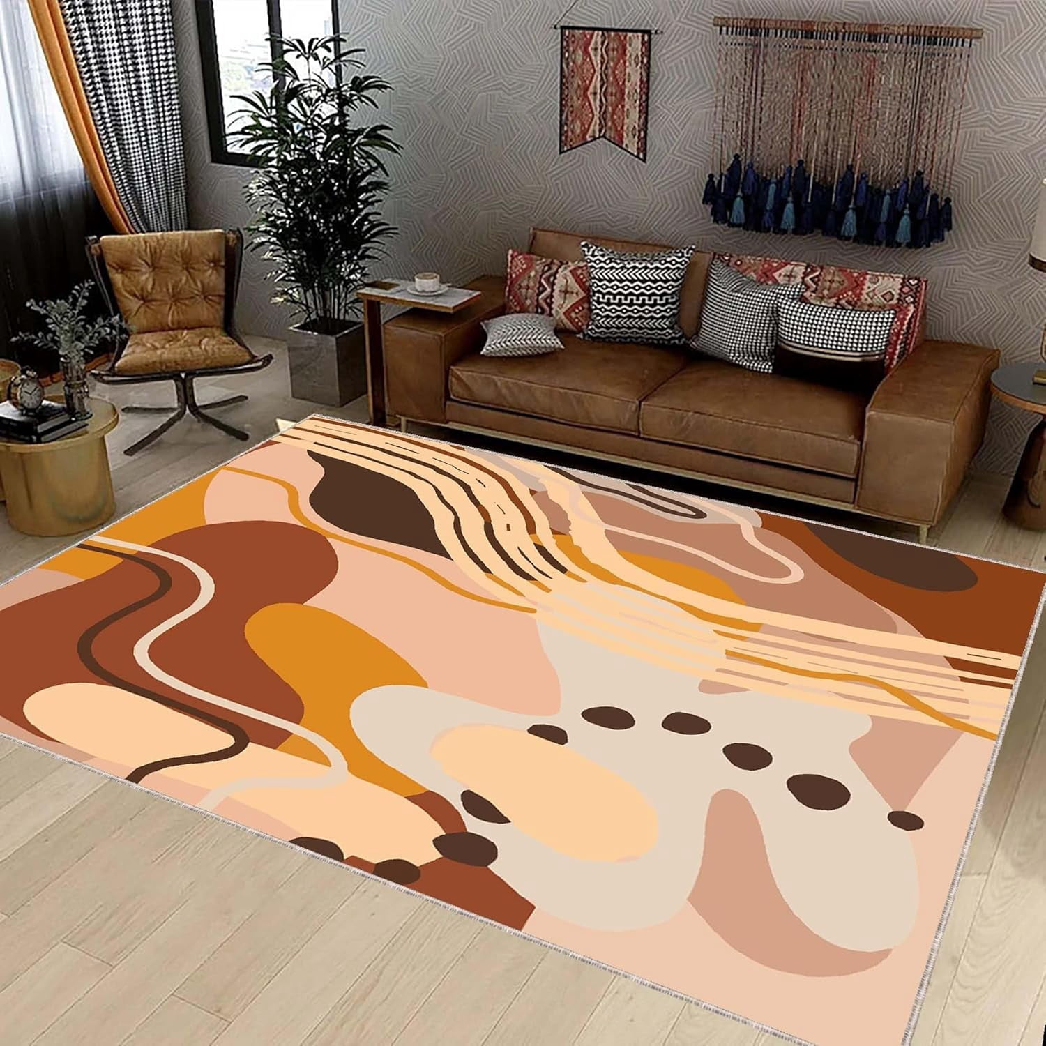 Abstract Modern Pattern Rug, Abstract Spots, Lines, Dots in Softpastel ...
