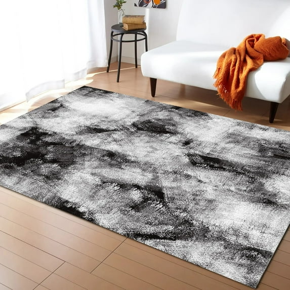 Abstract Modern Polypropylene Black Grey Carpet Area Rug Kids Room Living Room Bedroom Home Play ration Large Floor Mat