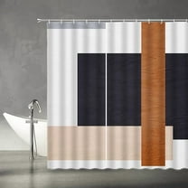 Abstract Modern Shower Curtain Black Brown Boho Geometric Mid Century Neutral Aesthetics Minimalist Fabric Bathroom Decor Curtains Set Include Hooks 48"W x 72"L (Pack of 1)