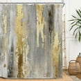 thumbnail image 1 of Abstract Modern Shower Curtain Set Neutral Gold Gray Ombre Tan Contemporary Striped Brush Strokes Minimalist Art Waterproof Bathroom Curtain With 12 Hooks 60"W x 72"L (Pack of 1), 1 of 6