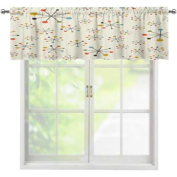 Abstract Modern Window Valance Retro Mid Century Colorful Stripe Pattern Short Curtain Rod Pocket for Bedroom Living Room Cafe Dining Room Kitchen Office 54x18in