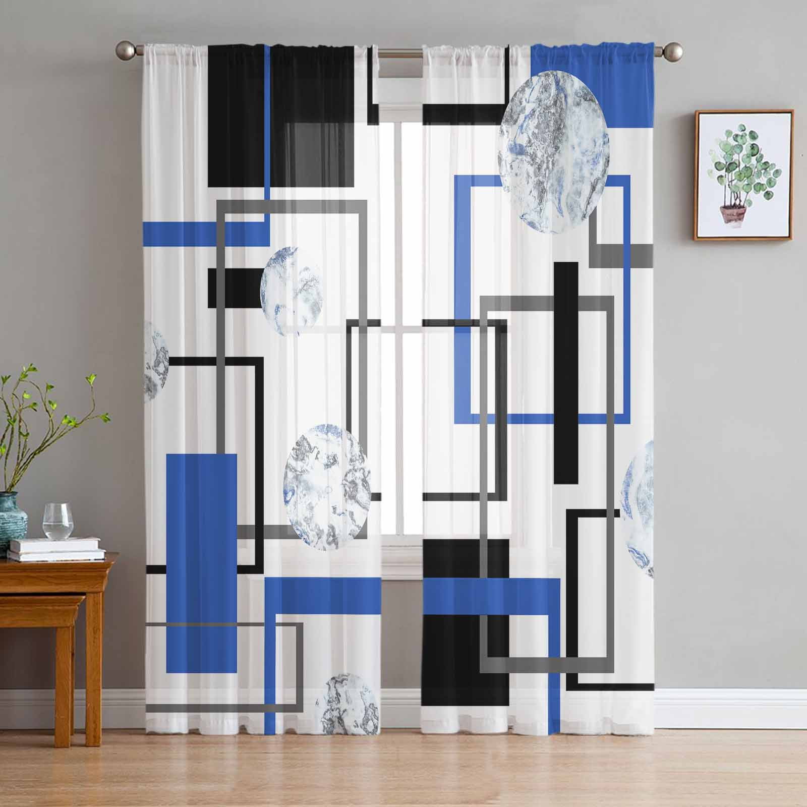 Abstract Modernism Graphic Modernism Curtains Living Room Sheer Tulle