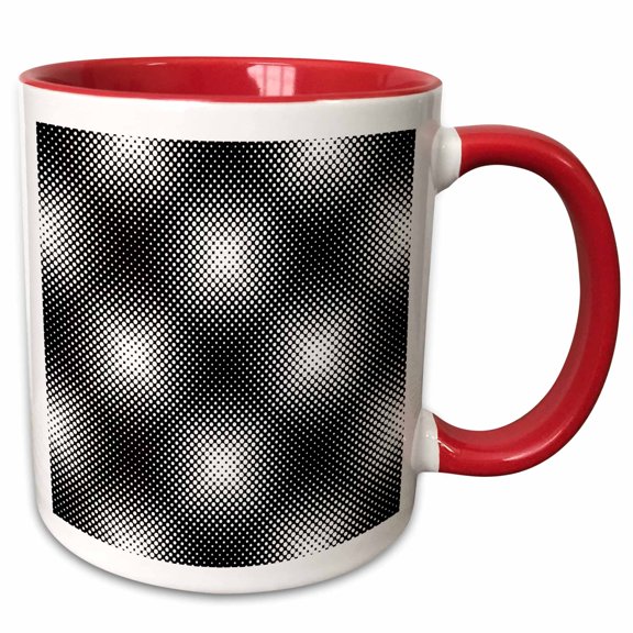 3drose, Abstract Monochrome Geometrical Dot Pattern Background Design, 11oz Two-tone Red Mug