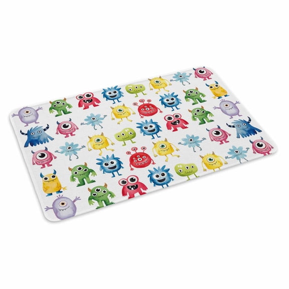 Abstract Monster Doormat Colorful Cartoon Funny Non Slip Low Profile Rubber Door Mat Washable Absorbent Indoor Front Door Mat Entryway Rug Entrance Carpet 16x24 Inch