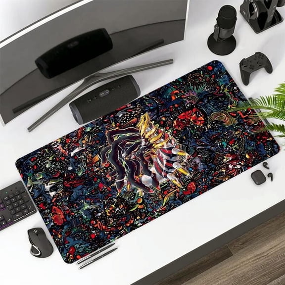 Abstract Monster Mouse Pad Colorful Explosion Art Large Gaming Desk Mat with Non-Slip Stitched Edge Rubber Mousepad, Computer Laptop Keyboard Mat for Home Office Desk Pad for Best Gift