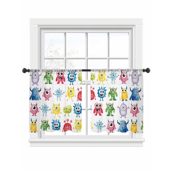 Abstract Monster Sheer Curtains for Living Room Bedroom, Colorful Cartoon Funny Light Filtering Sheer Curtains, Rod Pocket Voile Window Drapes, 2 Panels Set 54"x 45"