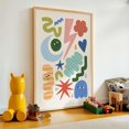 Abstract Moon And Lightning Wall Art Print, Bright Geometric Shapes And ...