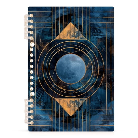 Abstract Moon Blue Geometric Notebooks 1-subject Journal 60 Sheets A5 College Ruled Paper Detachable Ring 8.3"x5.7"