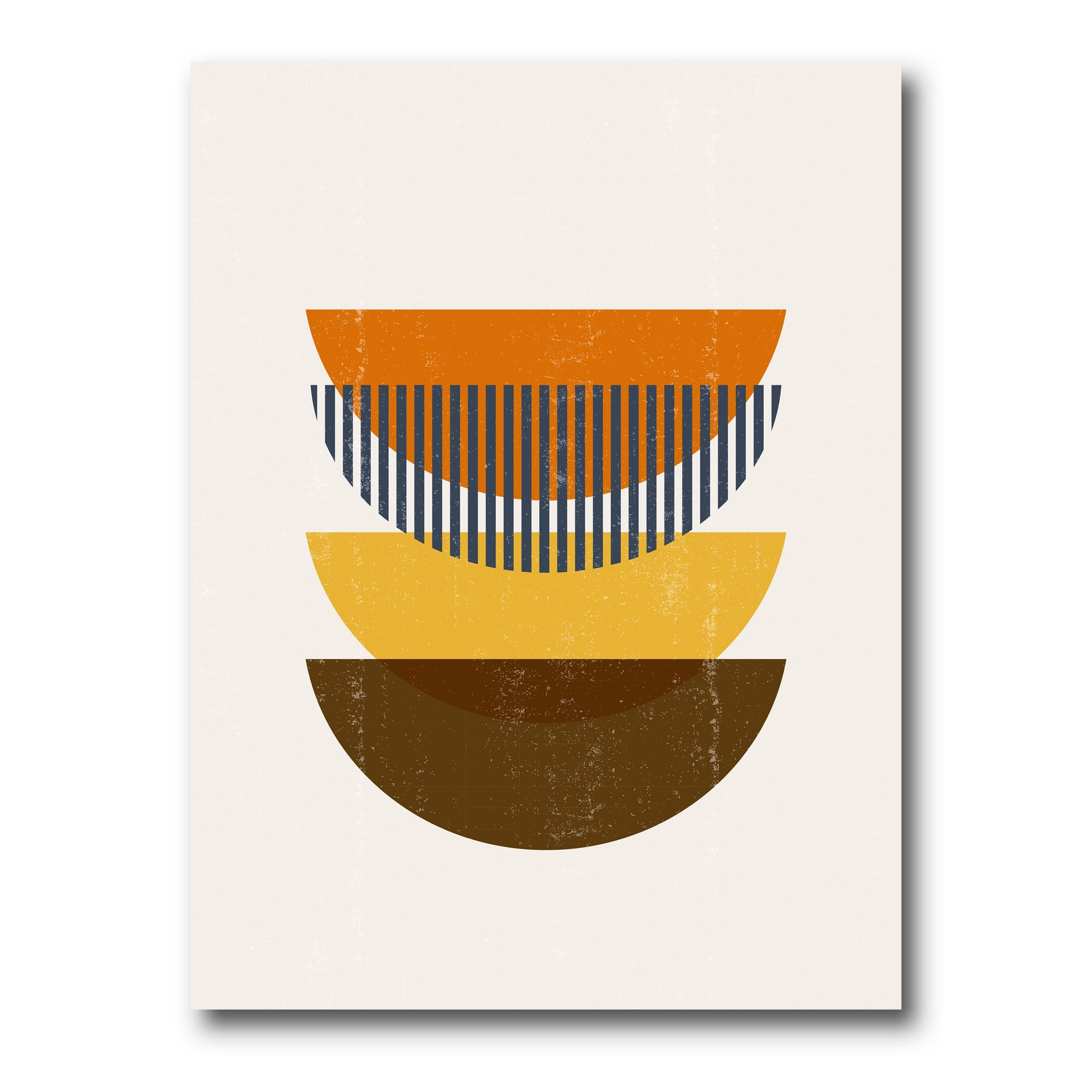 Abstract Moon Geometric In Earth Tones 24 in x 32 in Painting Canvas Art Print, by Designart