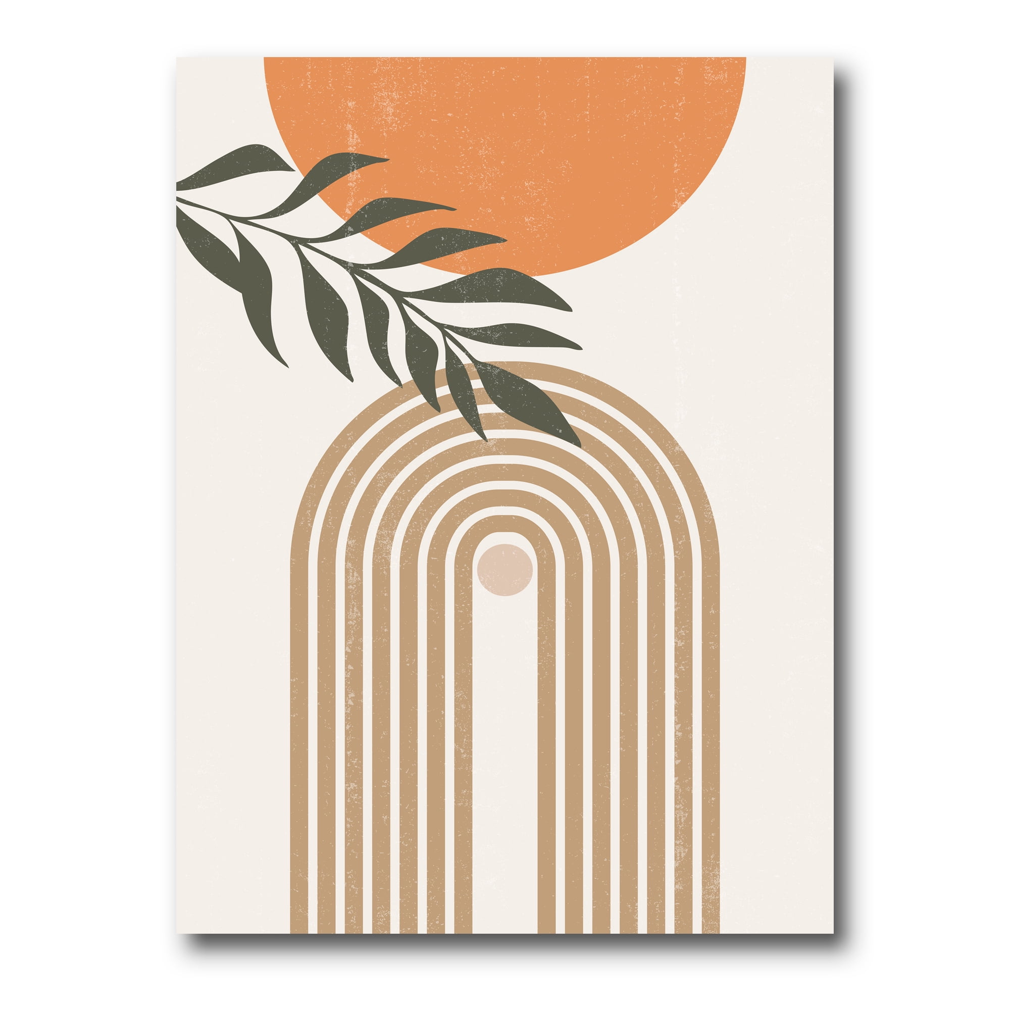 Abstract Moon Sun Leaves I 12 in x 8 in Painting Canvas Art Print, by Designart