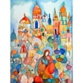 thumbnail image 1 of Abstract Moroccan Cityscape Modern Folk Art Large Wall Art Poster Print Thick Paper 18X24 Inch, 1 of 5