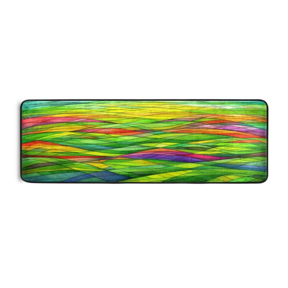 Abstract Mosaic 72x24" Runner Rug, Non-Slip Memory Foam Cushion, Anti-Crease for Hallways and Bedrooms