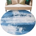 thumbnail image 1 of Abstract Mottled Design Round Area&nbsp;Rug 6ft Retro White Blue Gradient Non-Slip&nbsp;Washable Circle Rugs Soft Felt Indoor Floor Mat for Bedroom Kitchen Living Room Bathroom, 1 of 9