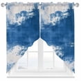 thumbnail image 1 of Abstract Mottled Design Swag Curtain Valance for Windows, Retro Blue White Gradient Window Treatments Short Swag Topper for Kitchen Windows Bathroom Bedroom, 28"x36", 1 of 8