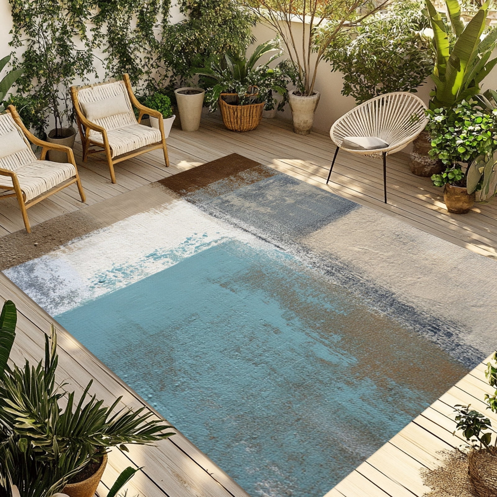 Muttled Rug Abstract Mottled Outdoor Rug, Brown Beige Vintage Oil Painting Texture ...