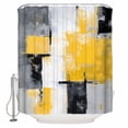 thumbnail image 1 of Abstract Mottled Shower Curtain, 36" x 72", Retro Yellow Gary Stitching Waterproof Bathroom Curtain Washable Shower Curtain Set with 12 Hooks, 1 of 6