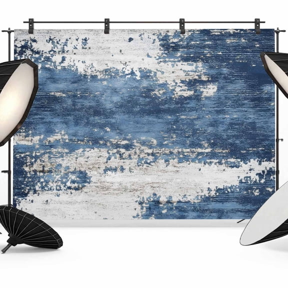 Abstract Mottled Texture Backdrop for Photography, Blue Gary Stitching Photo Backdrop Portrait Background Party Banner Photo Backgrounds for Studio Booth Props, 7x5ft