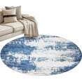 thumbnail image 1 of Abstract Mottled Texture Round Area&nbsp;Rug 3.3ft Gary Blue Stitching Non-Slip&nbsp;Washable Circle Rugs Soft Felt Indoor Floor Mat for Bedroom Kitchen Living Room Bathroom, 1 of 9