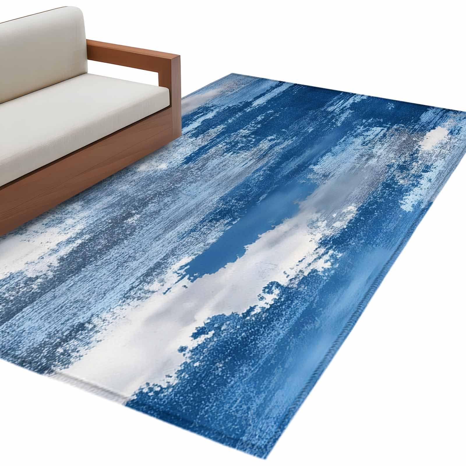 Muttled Rug Abstract Mottled Theme Area Rug 3x5ft Vintage White Blue Gradient Non ...