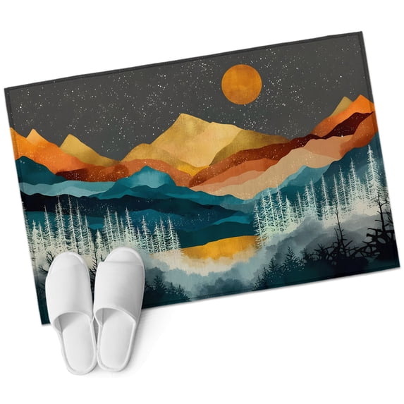 Abstract Mountain Bathroom Rug Washable 2x3 Entryway Rug Non Slip Boho ...