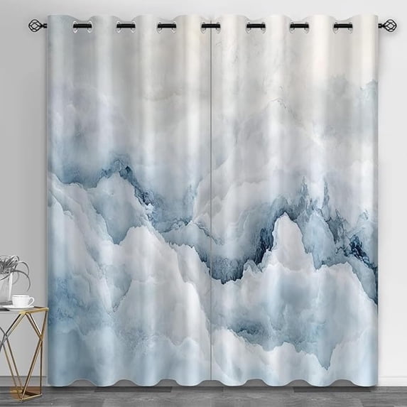 Abstract Mountain Blackout Curtains for Bedroom, Cloud Pattern Window ...
