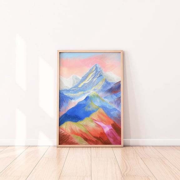 Abstract Mountain Colorful Scenery Home Wall Decoration, Unframed Canvas 12x16in