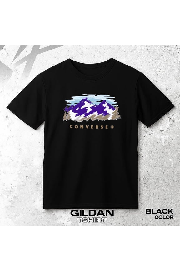 Abstract Mountain Converse Style Unisex T-shirt Outdoor Scenic Art Graphic Design, for men & women, up to size 5XL.