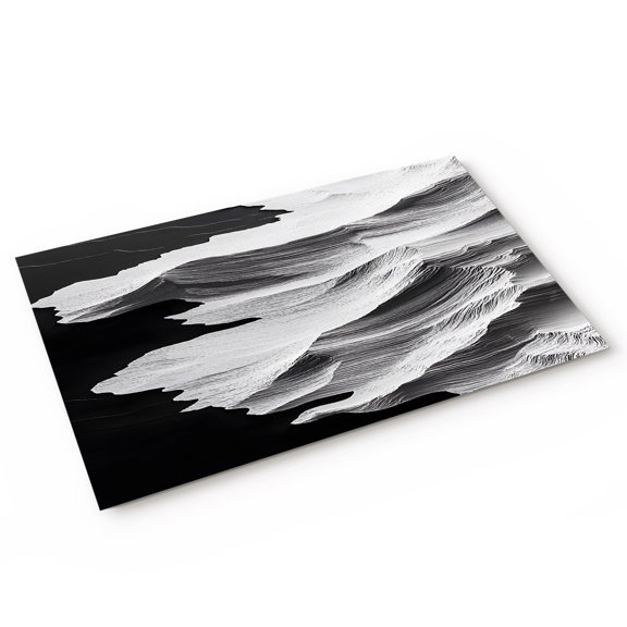 Abstract Mountain Door Mat White Black Modern Impressionist Non Slip Absorbent Entrance Mat Washable Low Profile Indoor Doormat for Front Door Entryway Entry 16"x24"