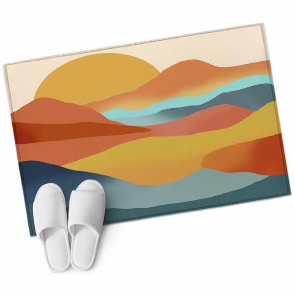 Abstract Mountain Entryway Rug 2x3 Area Rug Washable Indoor Doormat Small Bathroom Rugs Non-Slip Low Pile Accent Throw Rugs Boho Modern Minimalist Landscape Floor Carpet for Kitchen Bedroom Entrance