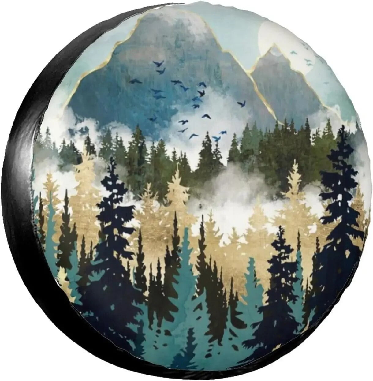 Abstract Mountain Forest Landscape Spare Tire Cover Weatherproof Dust