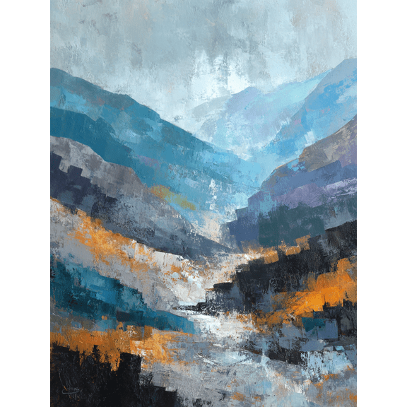 Abstract Mountain Landscape Canvas Print for Living Room Bedroom Office Hotel Lobby Entryway Decor
