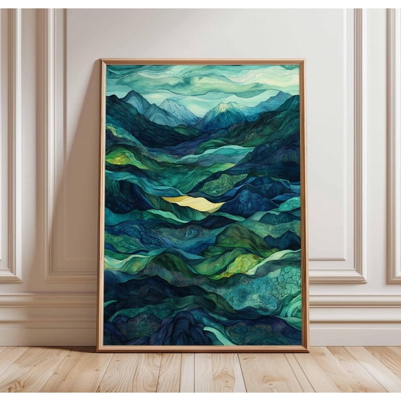Abstract Mountain Landscape Colorful Geometric Nature Wall Art Unframed Paper Print
