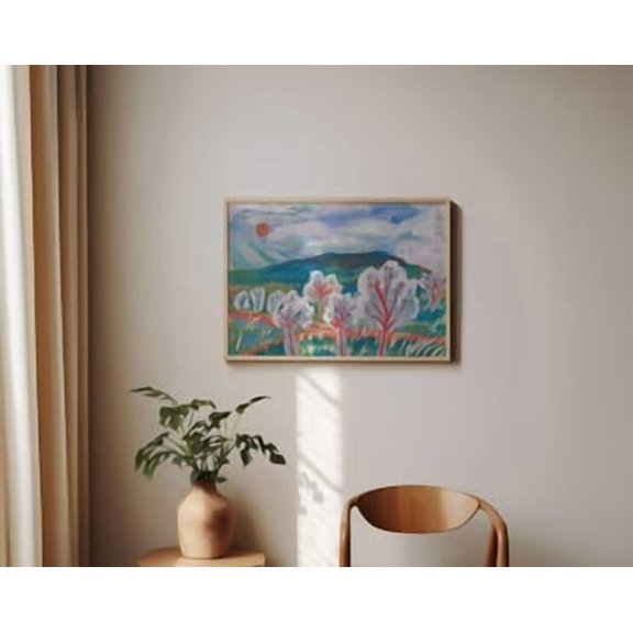 Abstract Mountain Landscape Poster, Colorful Nature, Vintage Midcentury Modern, Texas California Southwestern, Modern Home And Office Decor