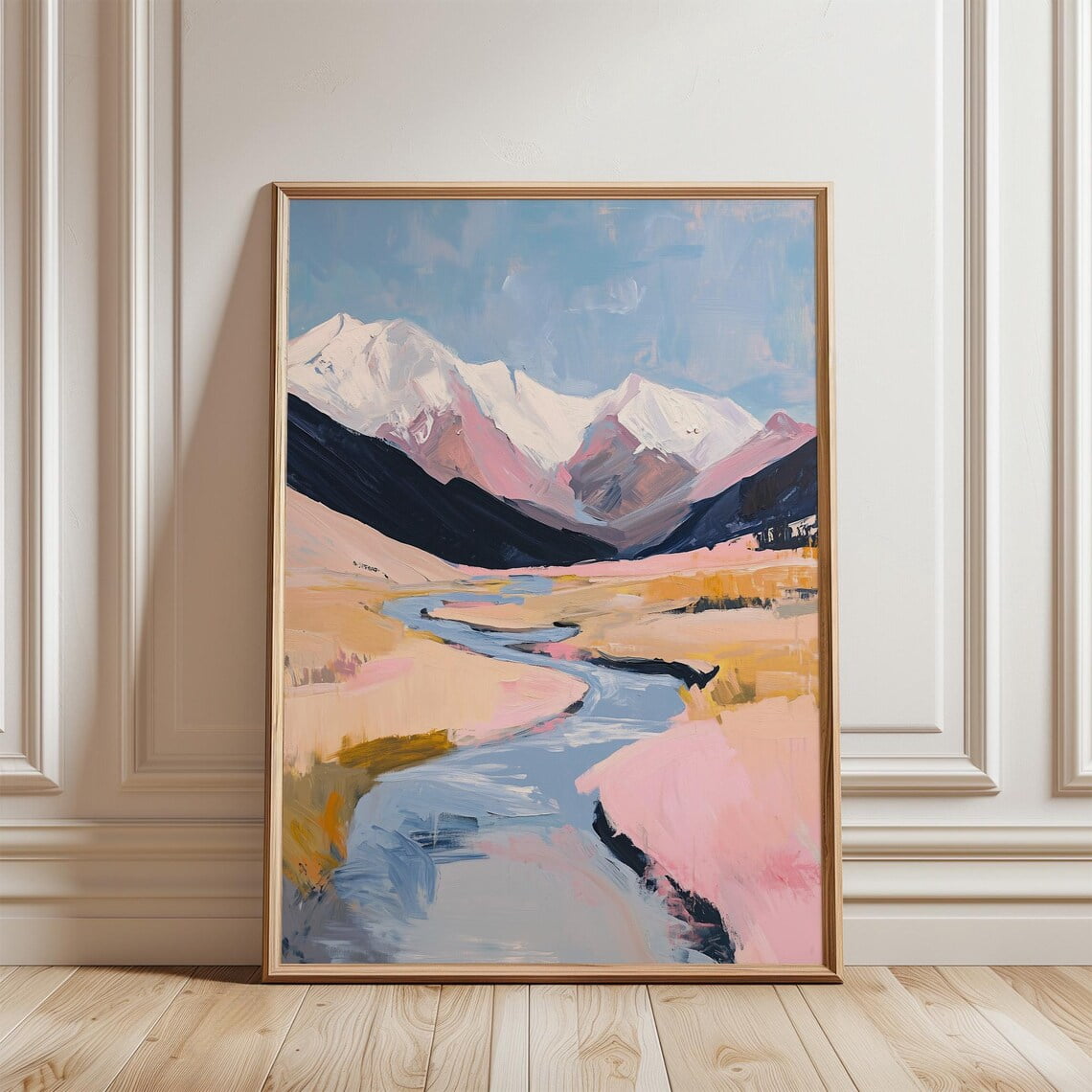 Abstract Mountain Print Pastel Floral Scenery Landscape Wall Art Decor ...