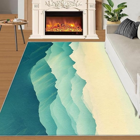 Abstract Mountain Rug, Boho Mountains Rugs For Bedroom, Natural Scenery Area Rugs For Living Room, Washable Carpet, Mountain Home Decor & Gifts 1x2ft