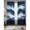 thumbnail image 1 of Abstract Mountain Sheer Curtains 108 Inches Long 2 Panels Watercolor White Navy Texture Nature Light Filtering Semi Sheer Window Curtains Drapes for Bedroom Living Room 52"x108", 1 of 7