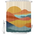 Photo inspiration: Zone Minimalist Mountain Minimalist Decor Reference: Abstract Mountain Shower Curtain Set Standard 72 X 72 Washable