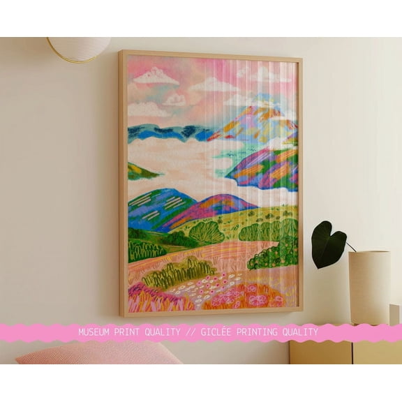 Abstract Mountain Wall Art, Colorful Wall Art, Scenery Wall Art, Maximalist Wall Decor, Eclectic Decor Wall Art Wall Art, Modern Wall Decor, 8x12 UNFRAMED