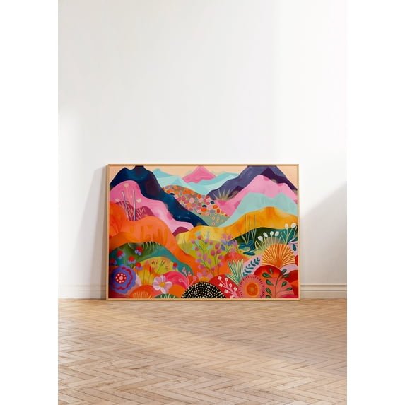Abstract Mountain Wall Art Fragrant Modern Colorful Artwork Living Room Print Scenery Floral, Unframed Canvas 8x10in