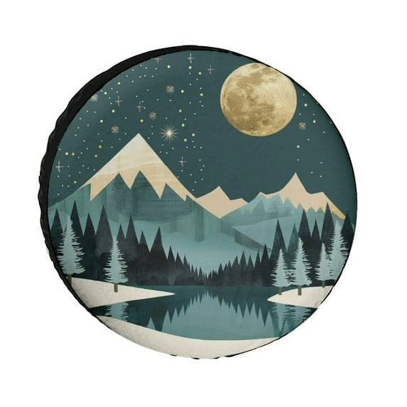 Abstract Mountains Lake Landscape Heavy Duty Spare Tire Cover Nature Landscape Watercolor Boho Mountains Waterproof Sun Protection for Camper Trailer Truck SUV Universal 12 Inch