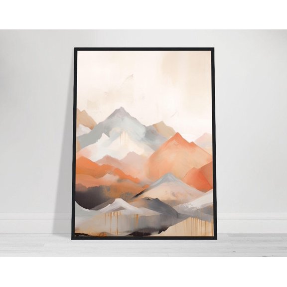 Abstract Mountains Poster Print, Abstract Desert Landscape, Contemporary Wall Art For Home Or Office, 8x12 UNFRAMED