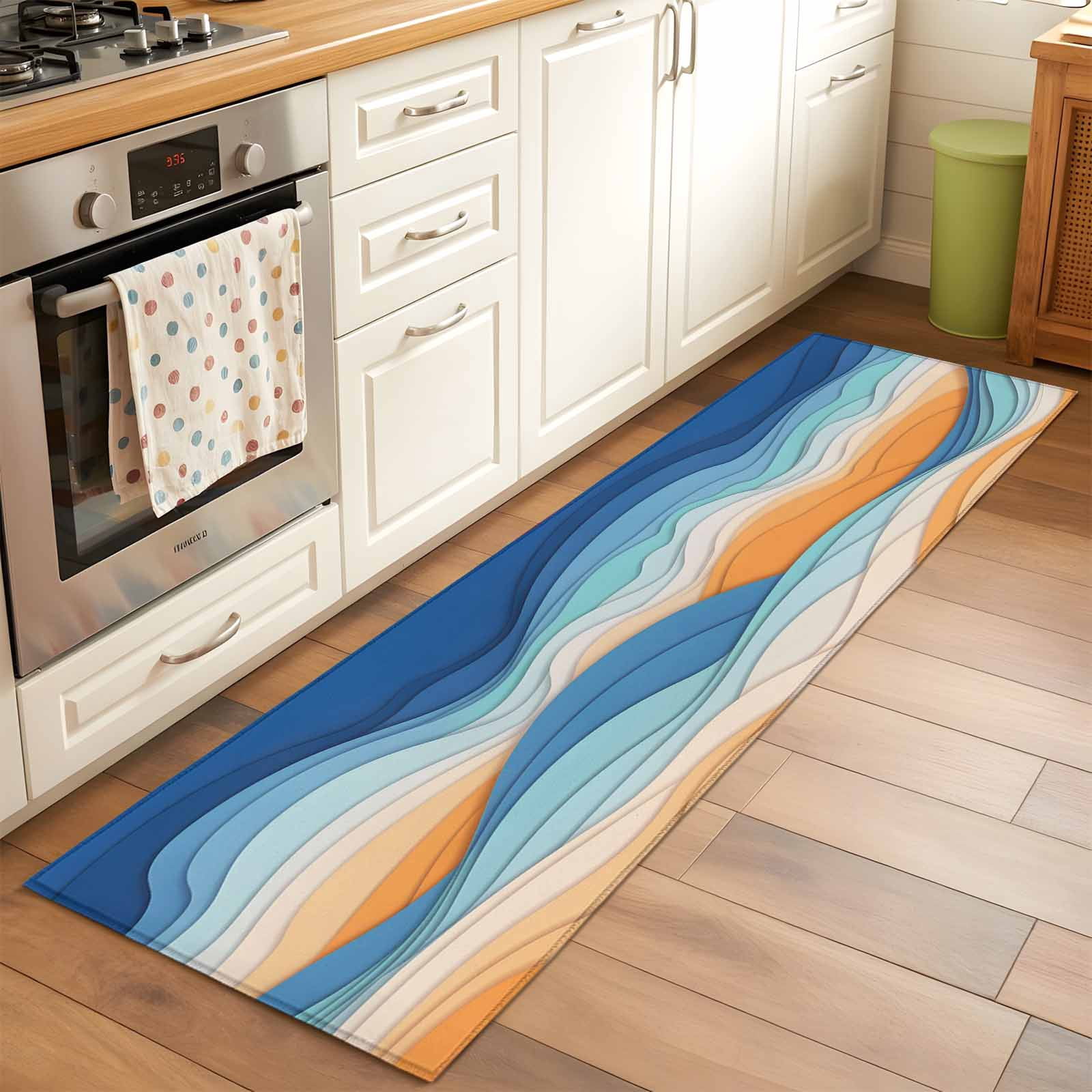 Abstract Mountains Runner Rugs 2x6 ft Orange Blue Gradient Color