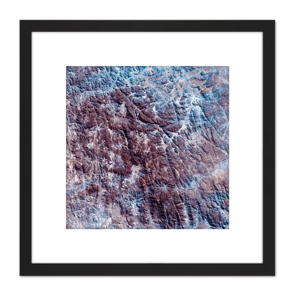Abstract Mountains Texture 8X8 Inch Square Wooden Framed Wall Art Print Picture with Mount