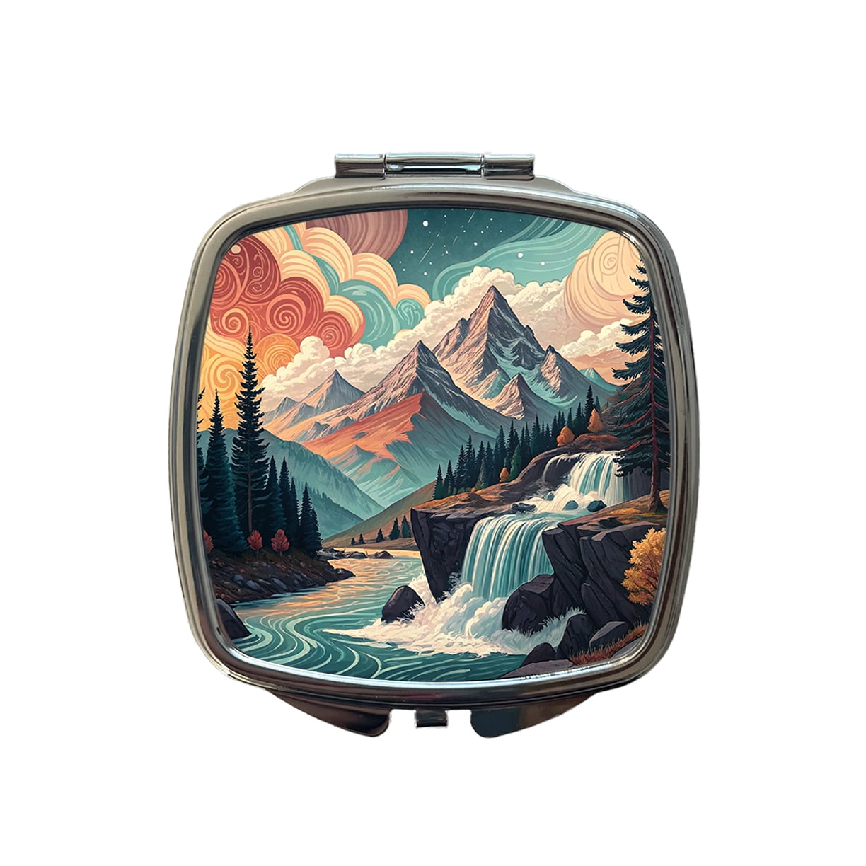Abstract Mountains Waterfalls Landscape Travel Makeup Handbag Purse ...