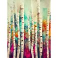 thumbnail image 1 of Abstract Multi Coloured Birch Tree Forest Vibrant Colourful Oil Painting Unframed Wall Art Print Poster Home Decor Premium, 1 of 4
