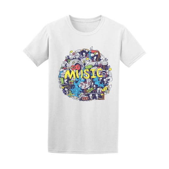 Abstract Music Art Doodle Graphic Men T-Shirt - Image by Shutterstock, Male x-Large